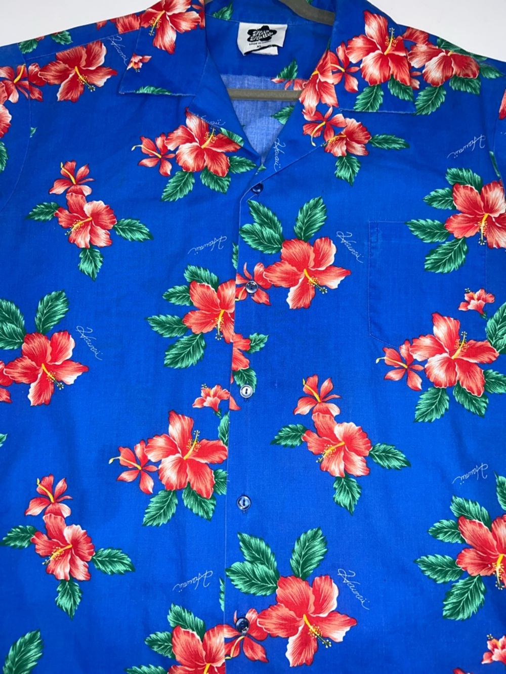 Hilo Hattie Men’s Royal Blue Hawaiian Shirt with Red Hibiscus XL - Picture 3 of 7